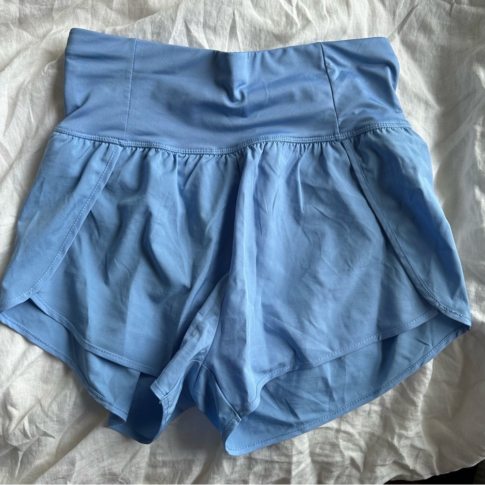 NWOT High-Waist Women's Athletic Shorts — Light Blue